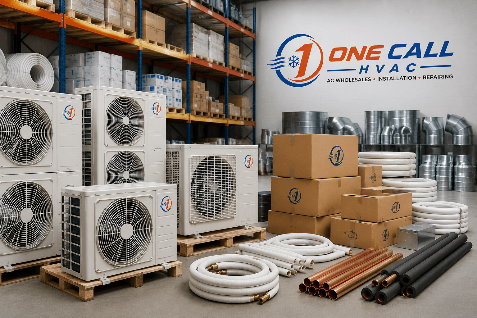 Air conditioning units and HVAC materials ready for wholesale supply